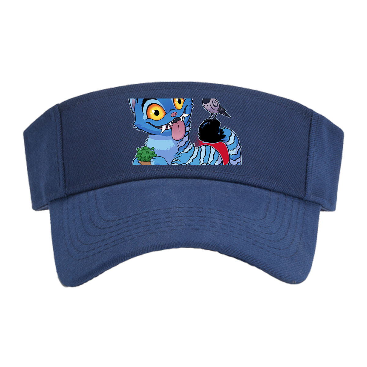 Blue Cat with Cactus and Bird on Head -  Visor cap