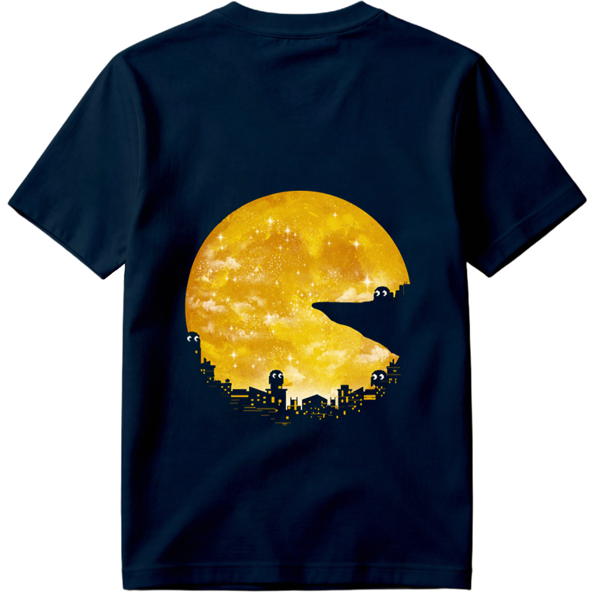 Pac-Man Cityscape Under the Moon - Tee