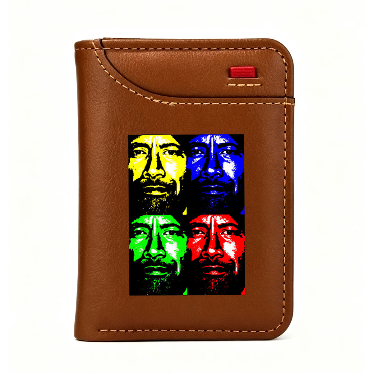 Four-Colored Portrait of a Bearded Man in Pop Art Style - Vertical Style Wallet
