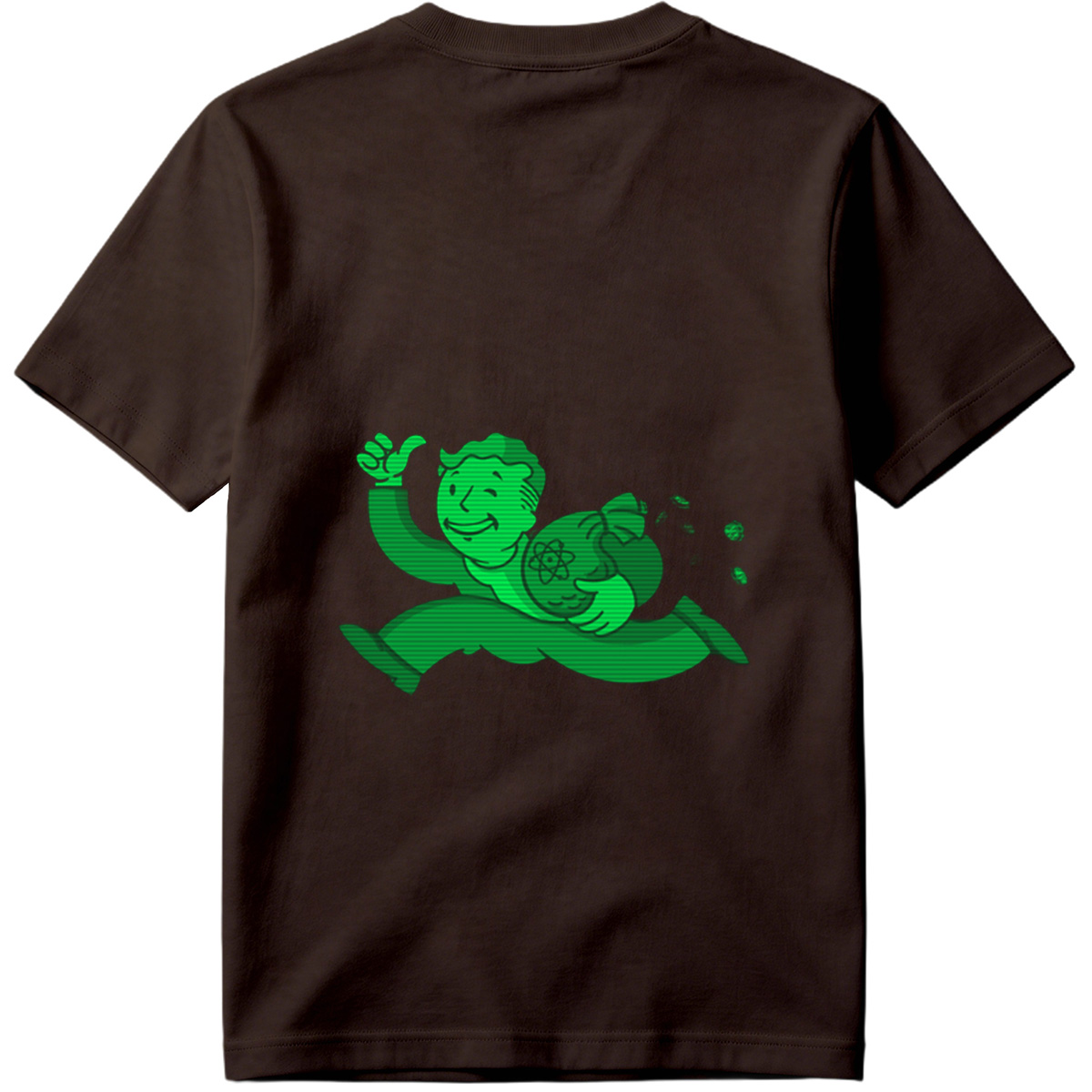 Vault Boy from Fallout Running with a Bag of Atoms - Tee