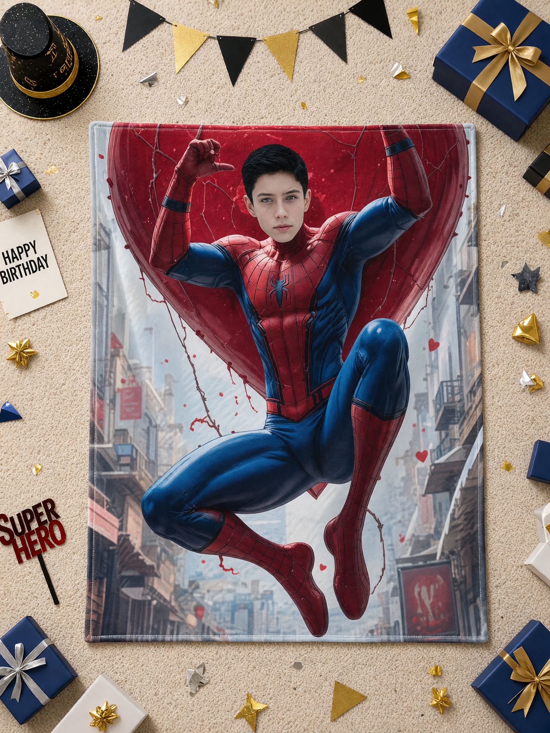 Custom Photo Face Superhero Flannel Blanket Ultra Soft Plush Throw Bed Sofa Couch Ideal Personalized Gift