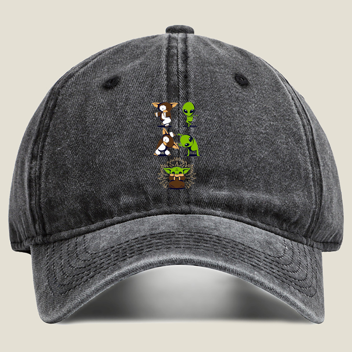 Diddy Kong, Alien, and Baby Yoda in Playful Poses - Hat