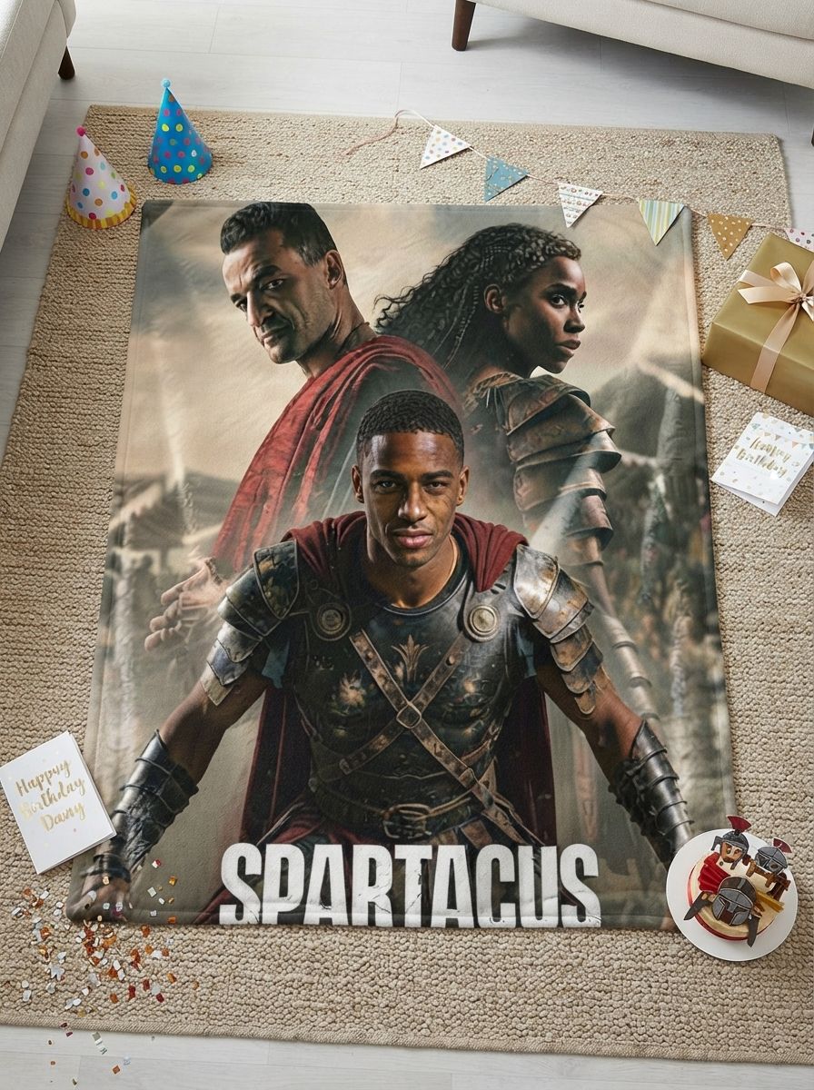 Custom Photo Face Flannel Blanket Personalized Warrior Gladiator Portrait Throw Lightweight Anti-Pilling Cozy Bed Sofa