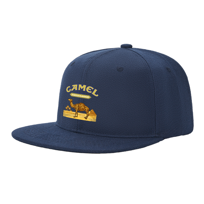 Flat Brim Baseball Cap Camel Desert Scene Print Streetwear Underground Skate Style for Basketball Court Skate Park Urban Lifestyle Hip Hop Artists and Streetwear Enthusiasts