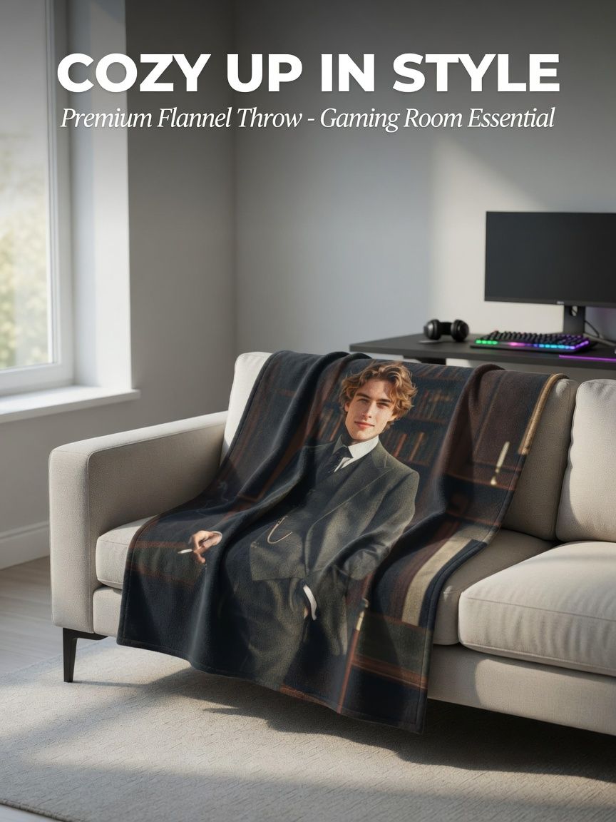 Custom Photo Portrait Flannel Blanket Ultra Soft Anti Pilling Throw Cozy Personalized Keepsake Gift for Bed and Couch