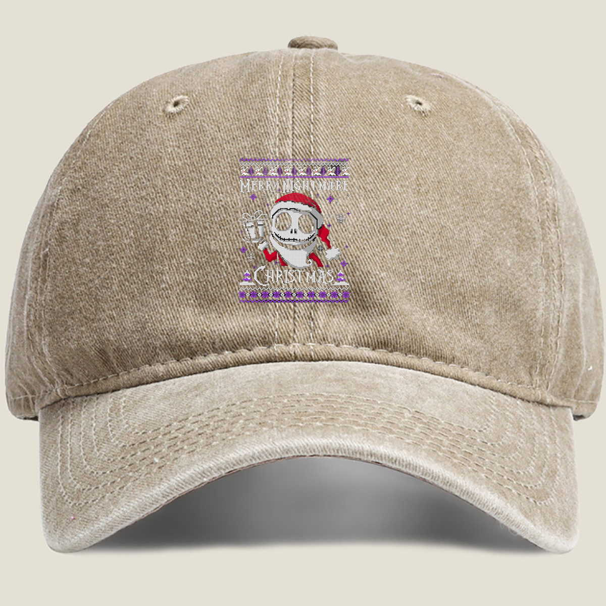 Merry Nightmare Christmas - Jack Skellington - Washed Denim - Baseball Cap