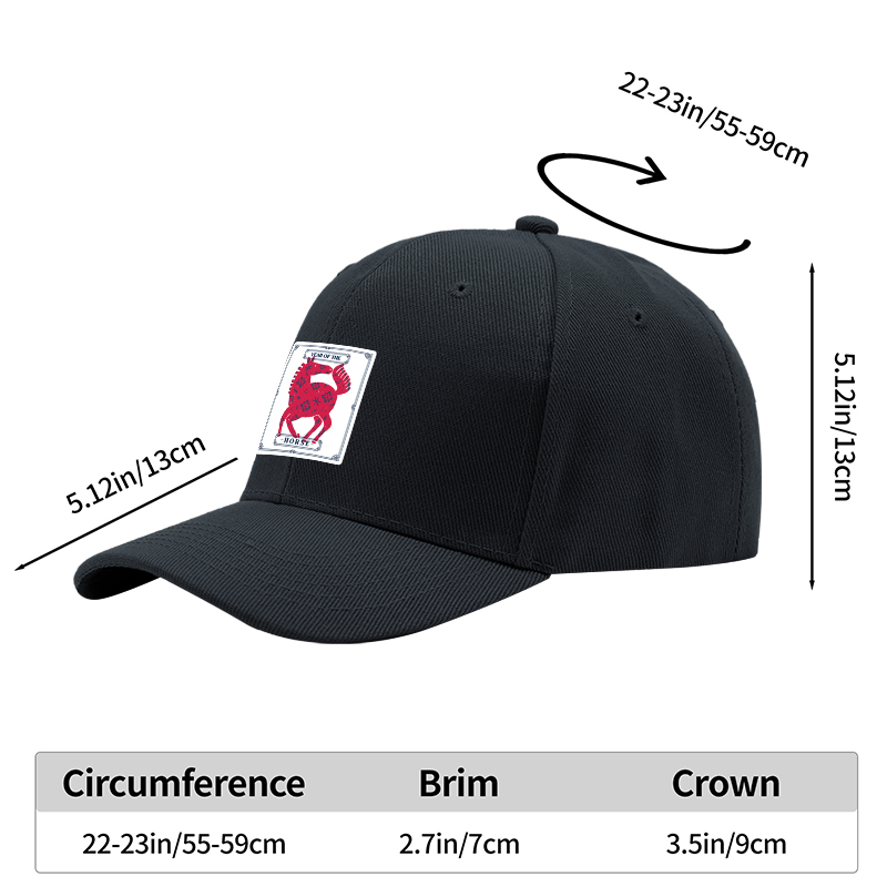 1pc New Baseball Cap Year of the Horse Print Design Unisex Adjustable Hat for Outdoor Activities and Casual Wear Suitable for Adults