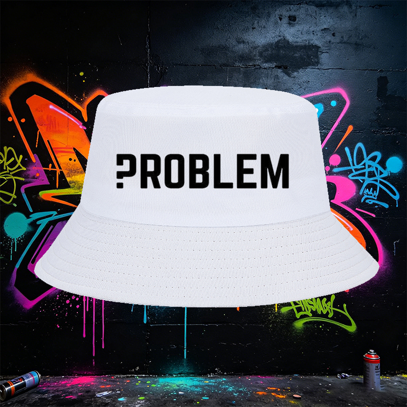 Unisex Fisherman Hat with Problem Print Design - Classic Cotton Bucket Hat for Outdoor Activities, Travel, and Casual Wear - Suitable for Men and Women Seeking Stylish Sun Protection and Comfortable Fit