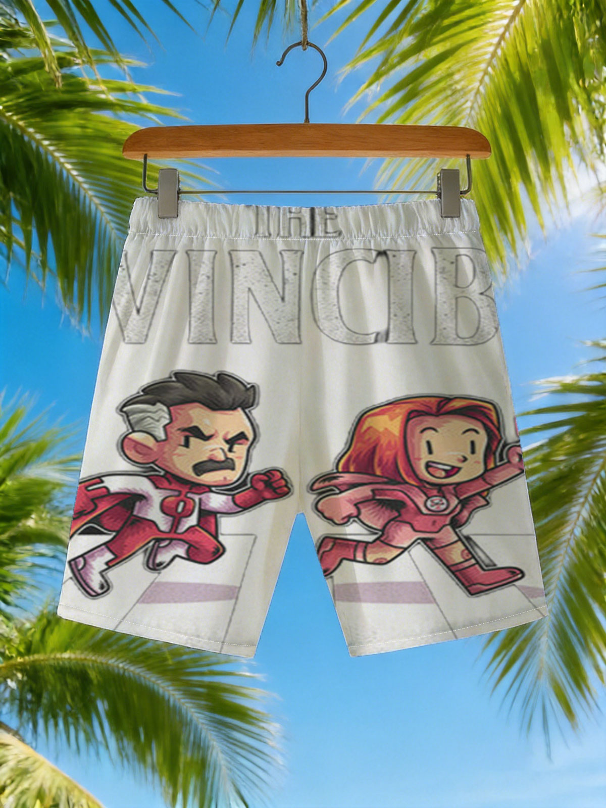 The Invincible: Four Heroes Running Across a Zebra Crossing -  Beach shorts