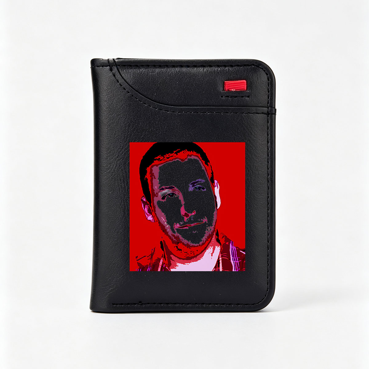Portrait of a man with bold red and black stylized colors - Vertical Style Wallet