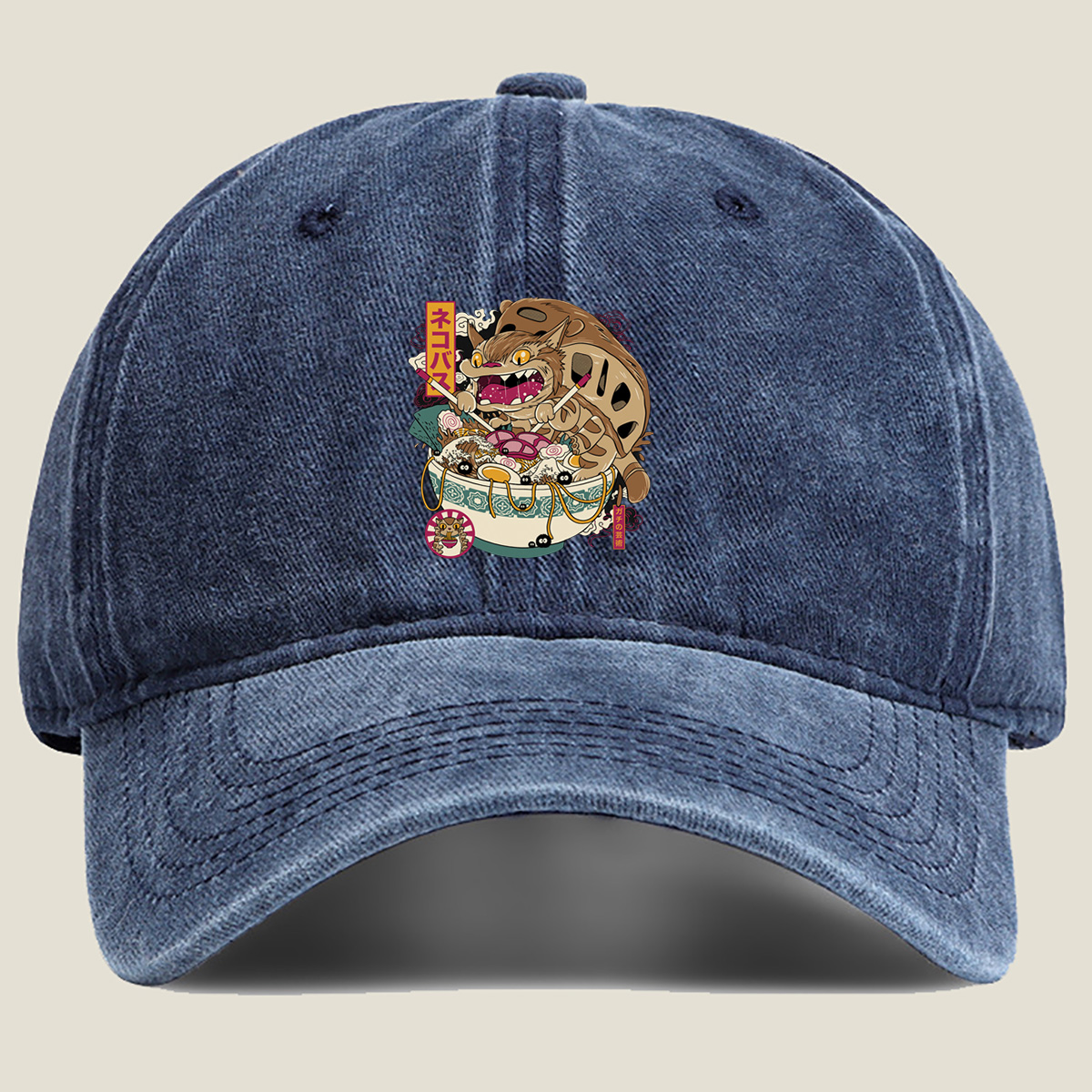 Cat Ramen: The Art of Neko Basu - Washed Denim - Baseball Cap