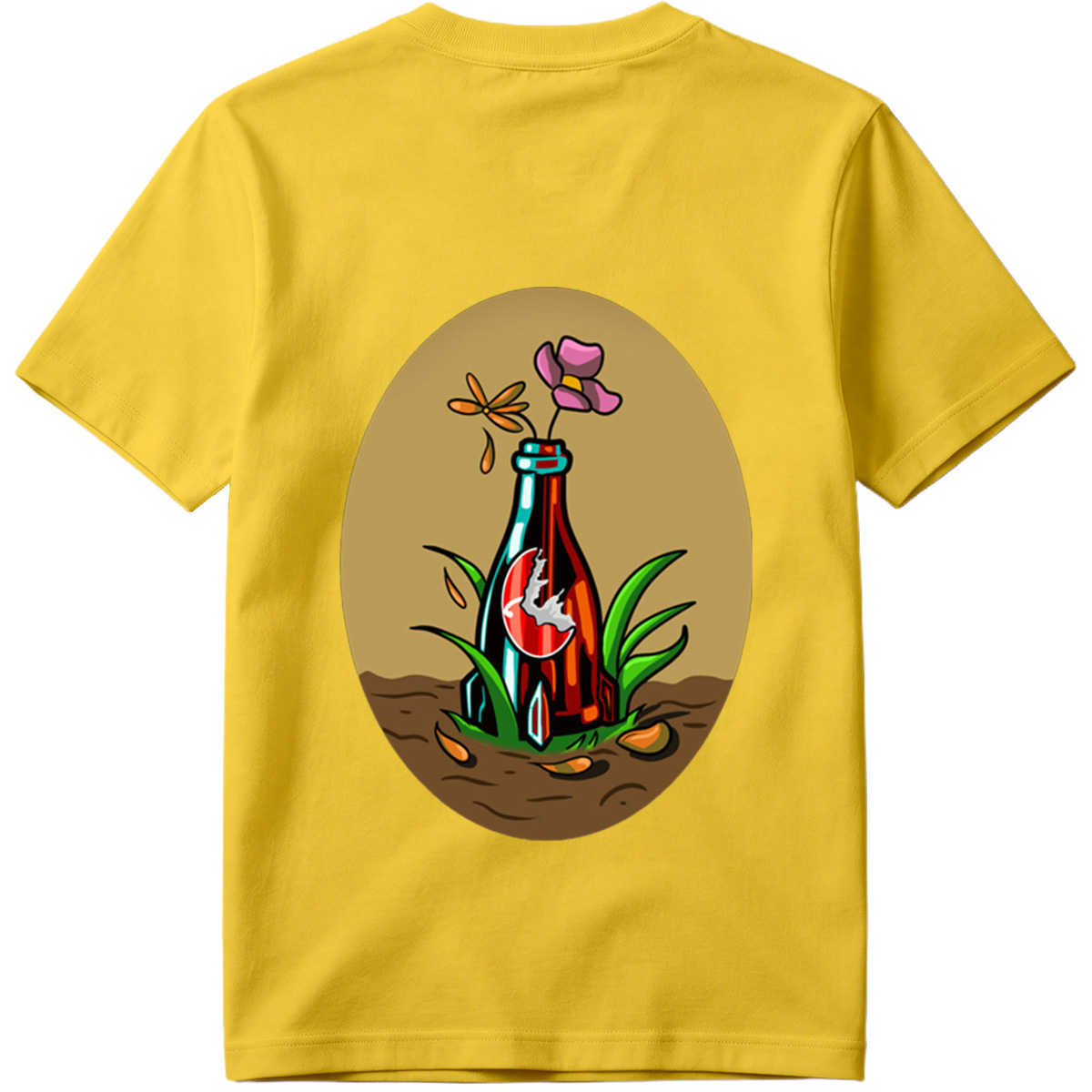 Bottle Garden with Flower and Dragonfly - Tee