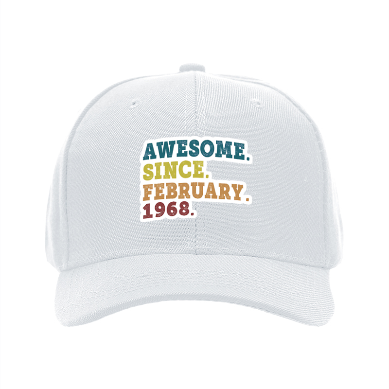 1pc New Baseball Cap Awesome Since February 1968 Print Unisex Adjustable Hat for Outdoor Activities Adults Casual Wear Fashion Statement Accessories