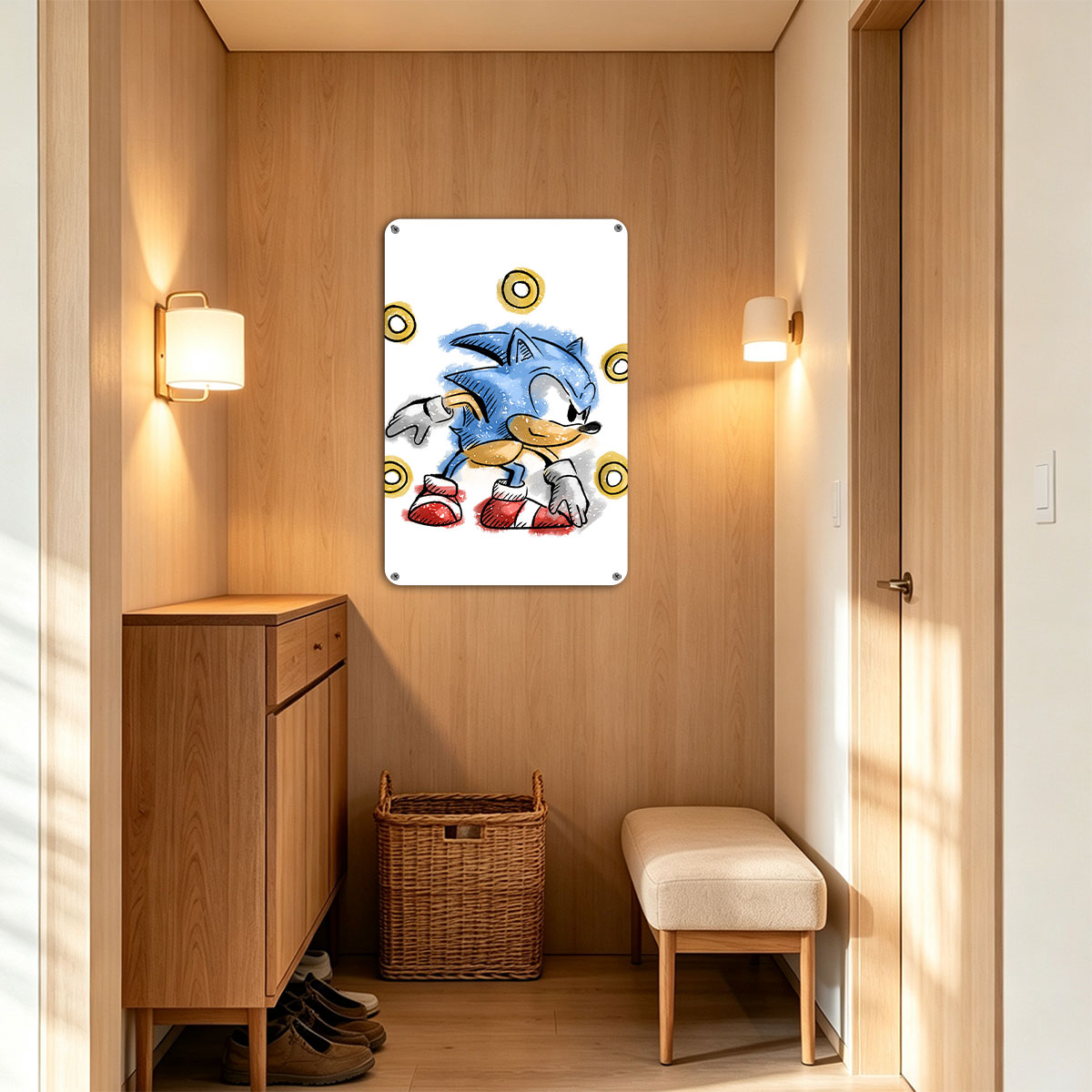 Sonic the Hedgehog Collecting Golden Rings - painting