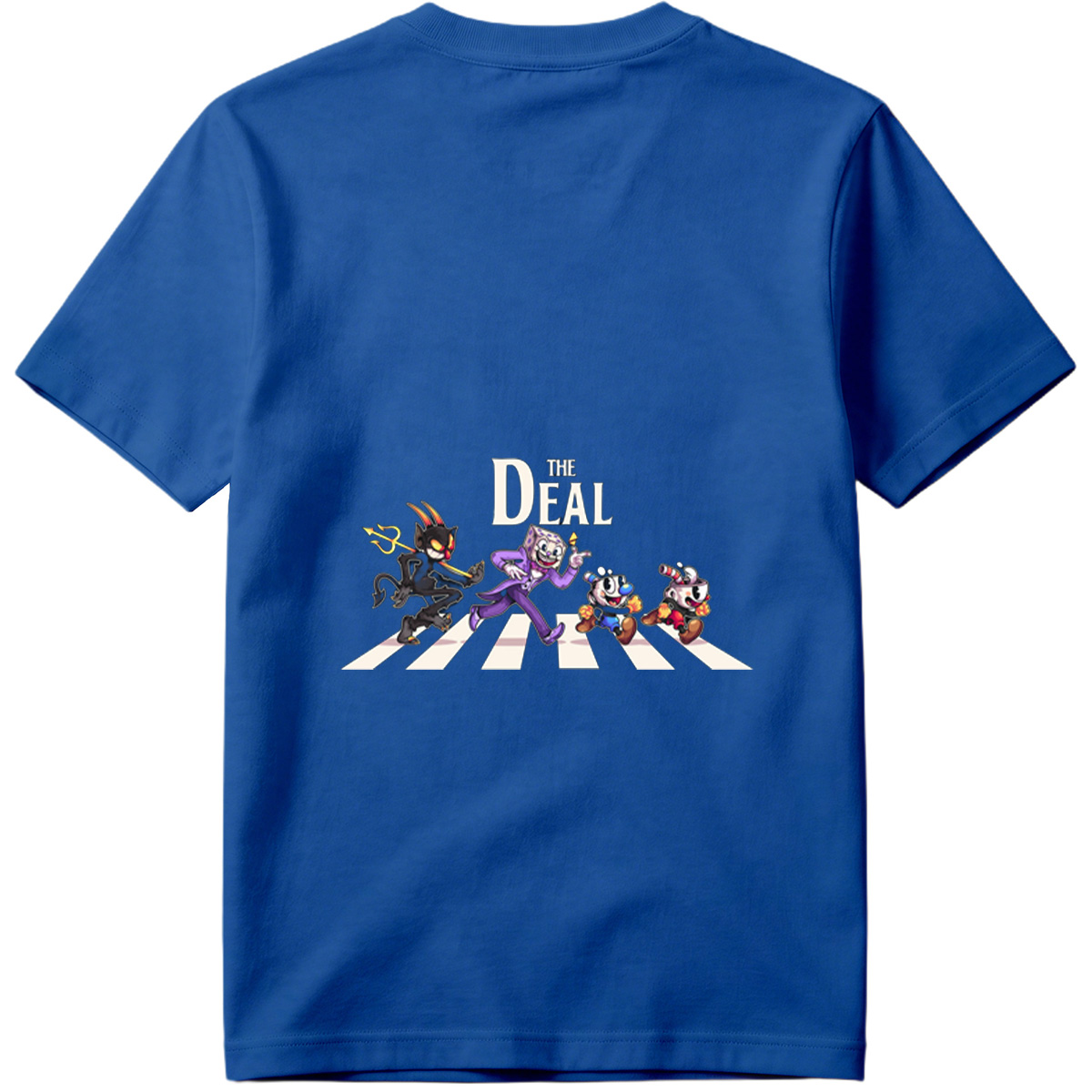 Cuphead, The Devil, and Mugman Crossing the Street – 