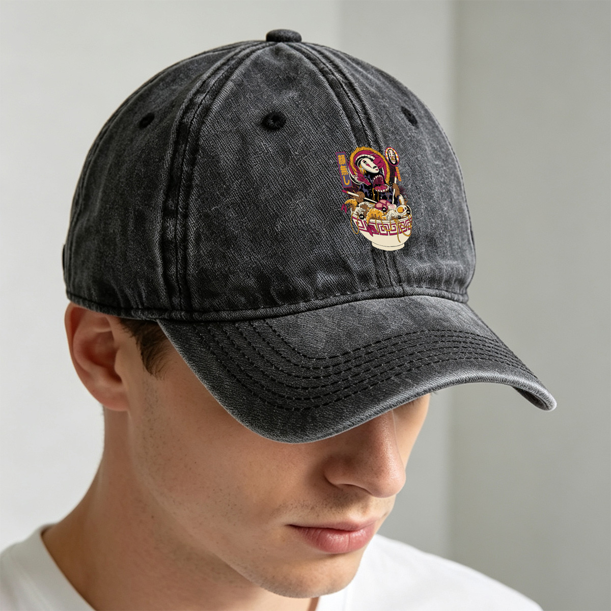 No-Face Ramen Bowl - Washed Denim - Baseball Cap