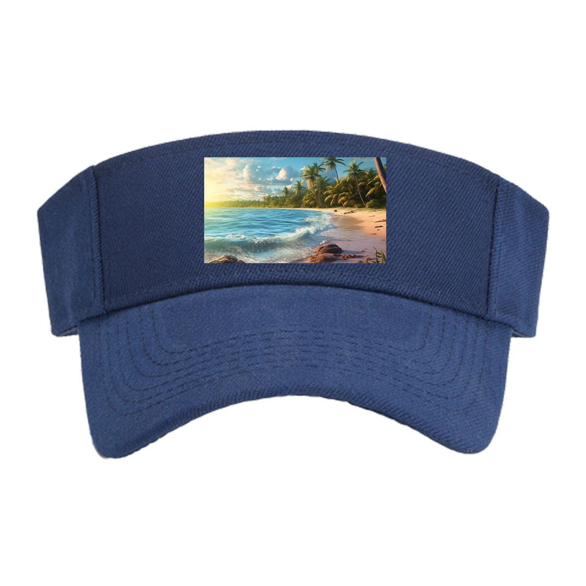 Tropical Beach at Sunset with Palm Trees and Gentle Waves -  Visor cap