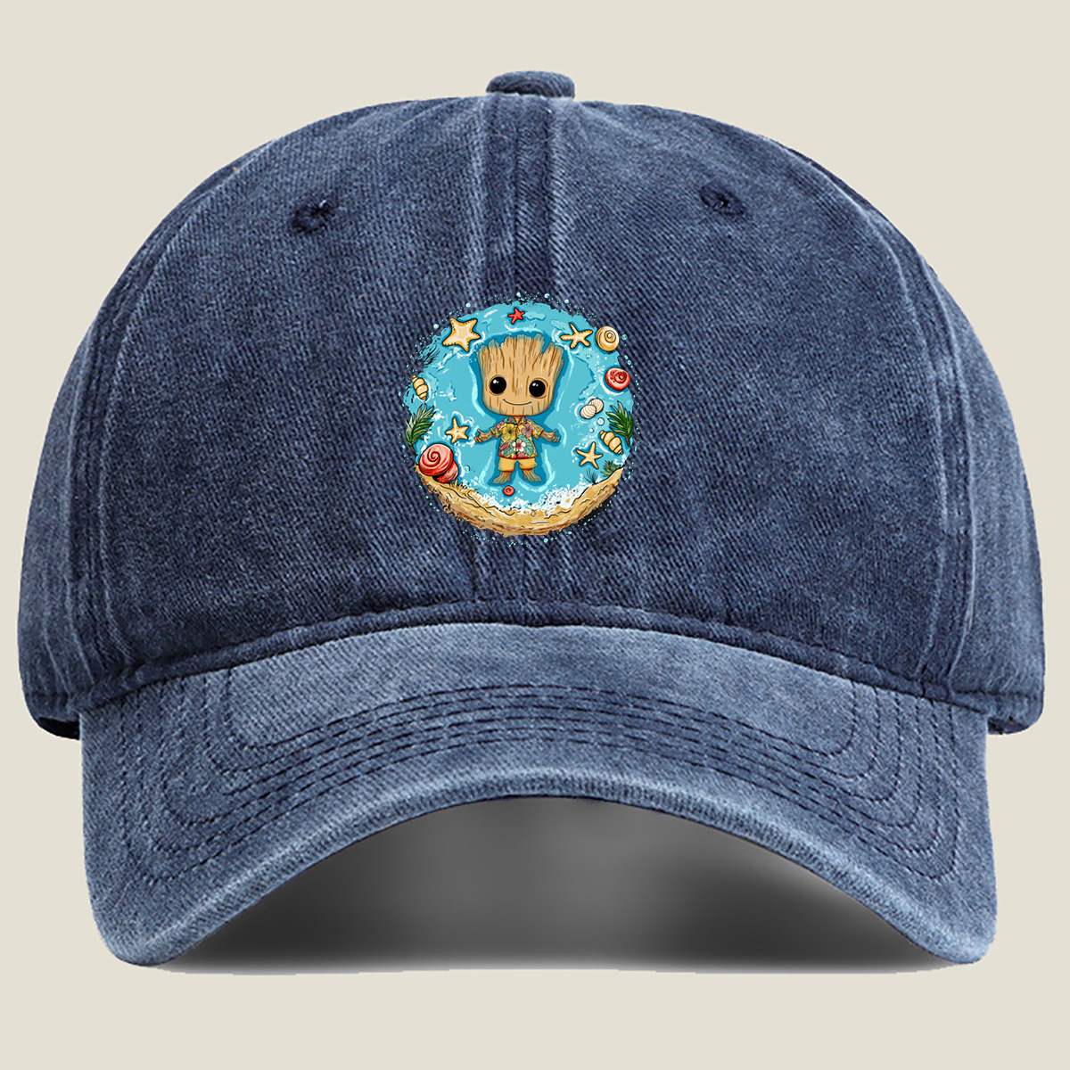 Guardians of the Galaxy - Baby Groot at the Beach - Washed Denim - Baseball Cap