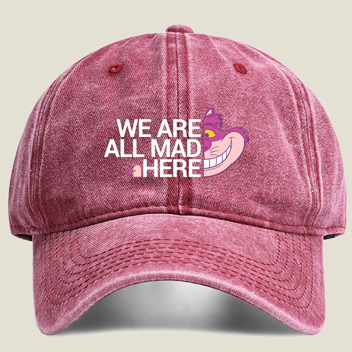 Alice in Wonderland - Cheshire Cat: We Are All Mad Here - Washed Denim - Baseball Cap