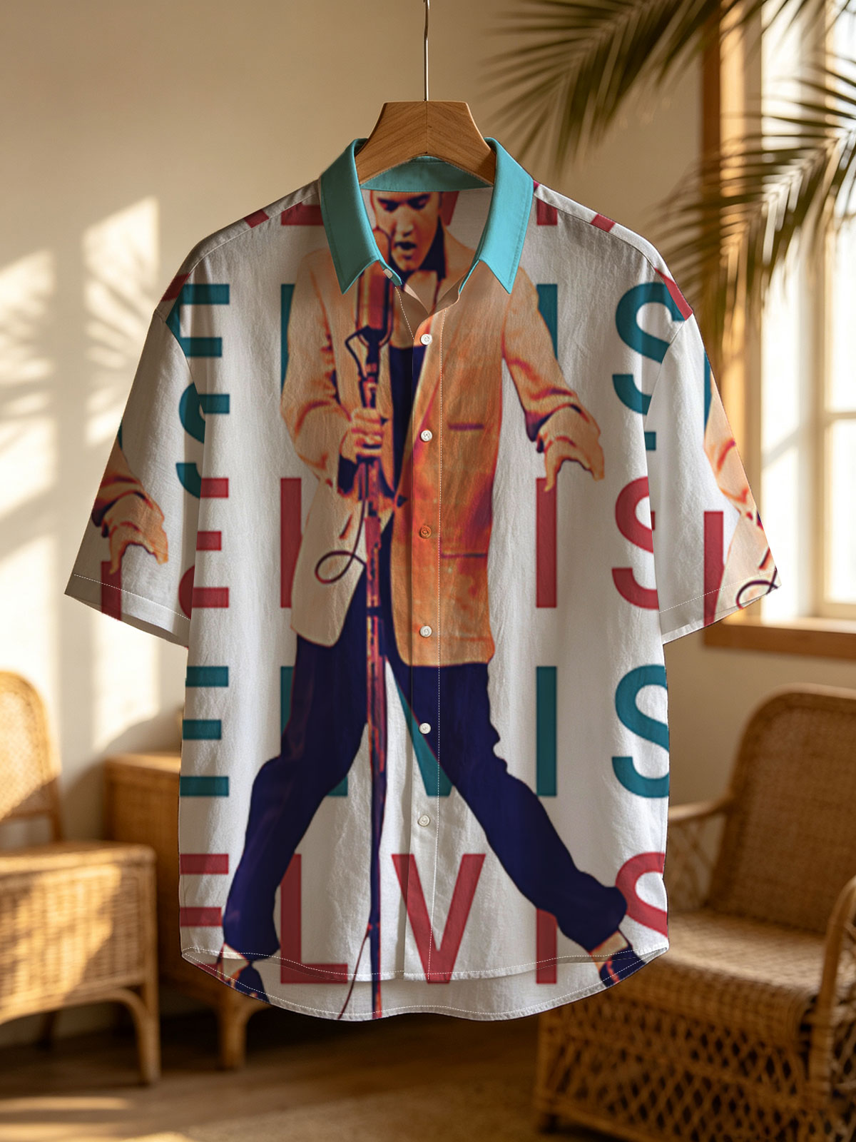 Elvis Presley Performing on Stage with Microphone -  Shirt