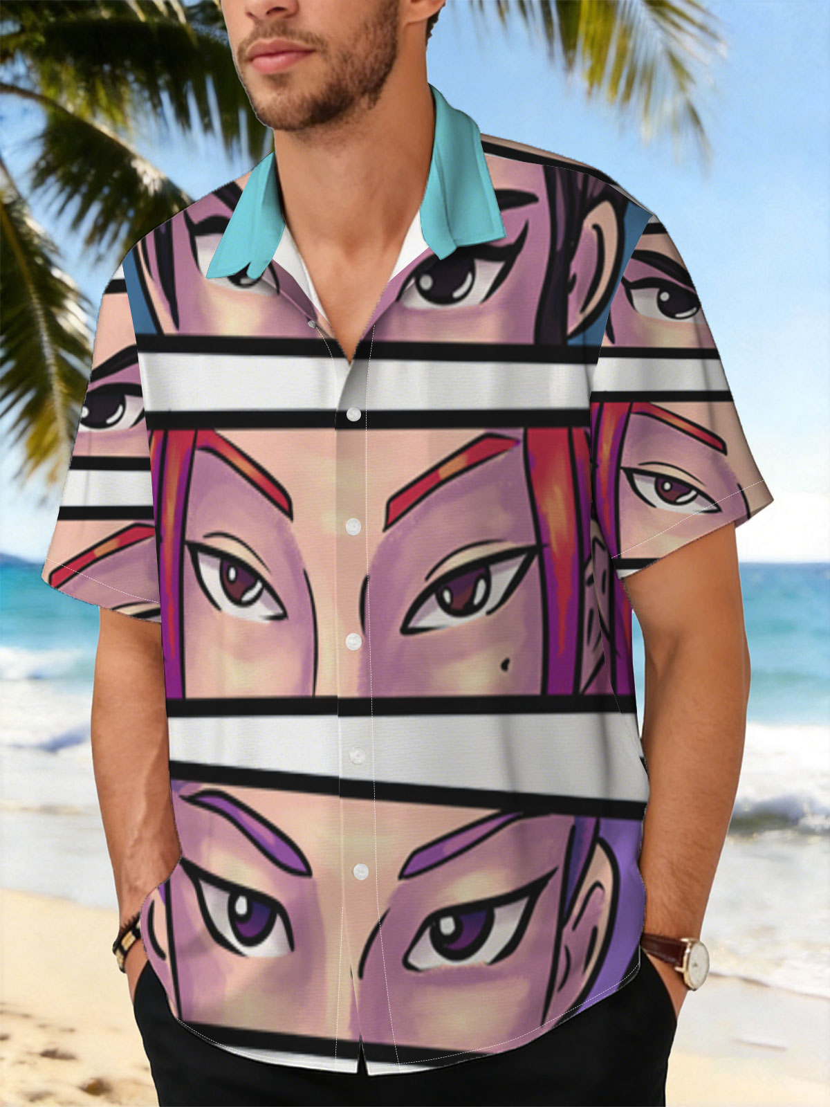 Three Anime Characters with Intense Eyes: Close-Up Portraits -  Shirt