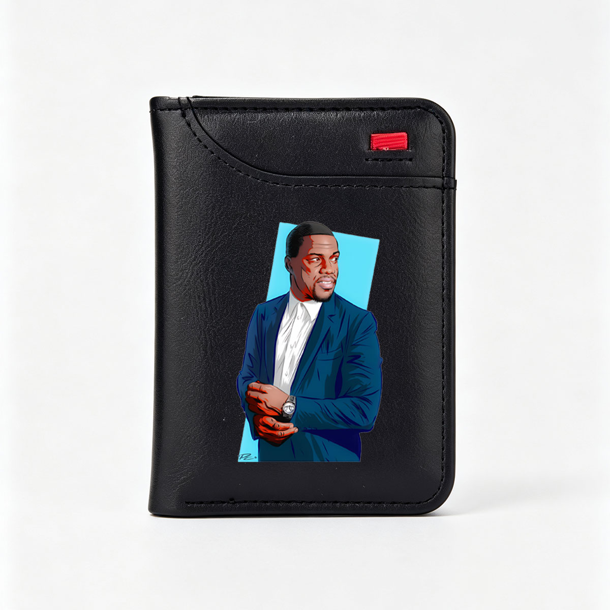 Michael Jordan in a Blue Suit, Checking His Watch - Vertical Style Wallet