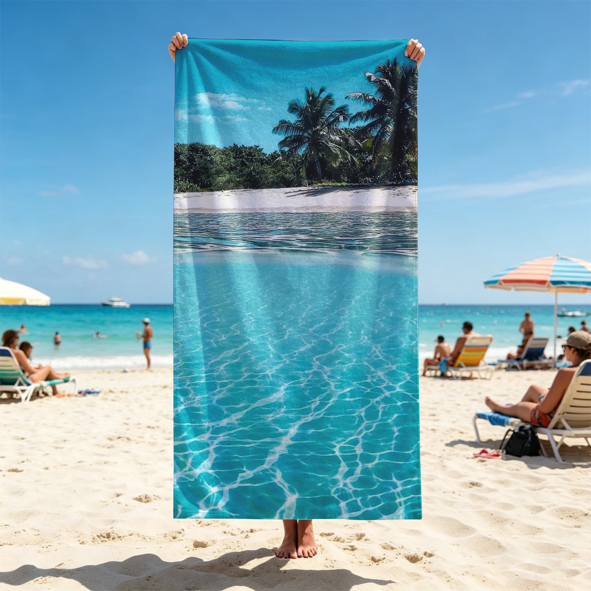 Crystal Clear Waters and Palm Trees on a Tropical Beach - Beach towels