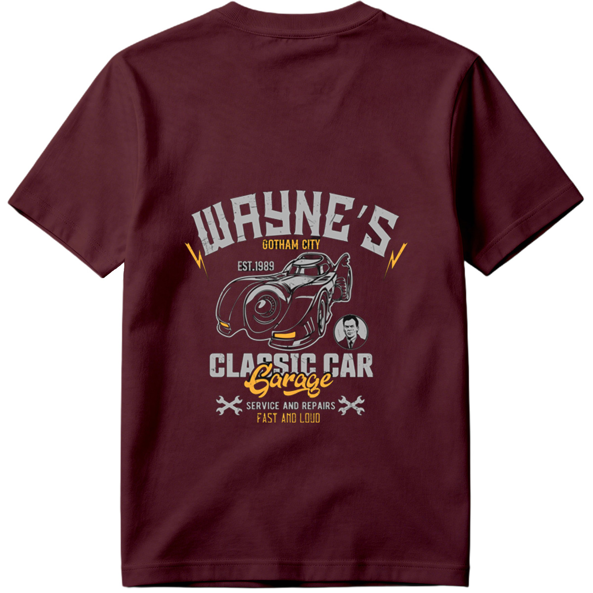 Wayne's Gotham City Classic Car Garage: Batman and Bruce Wayne - Tee