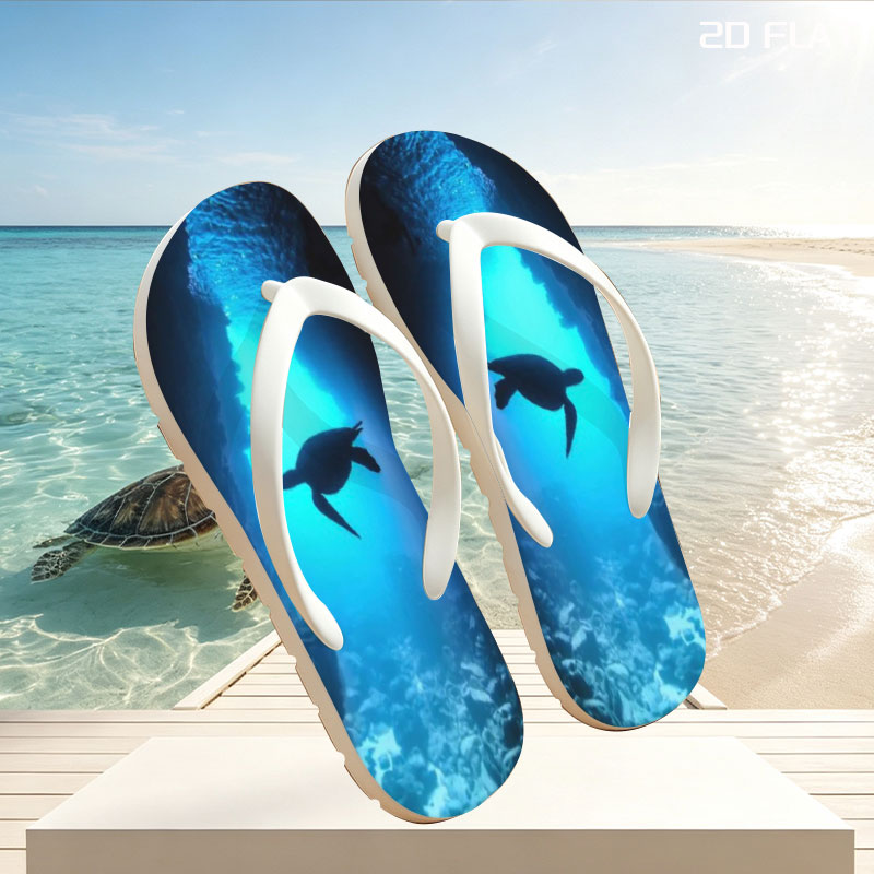 Sea turtle glides through a sunlit underwater cave. -  flip-flops