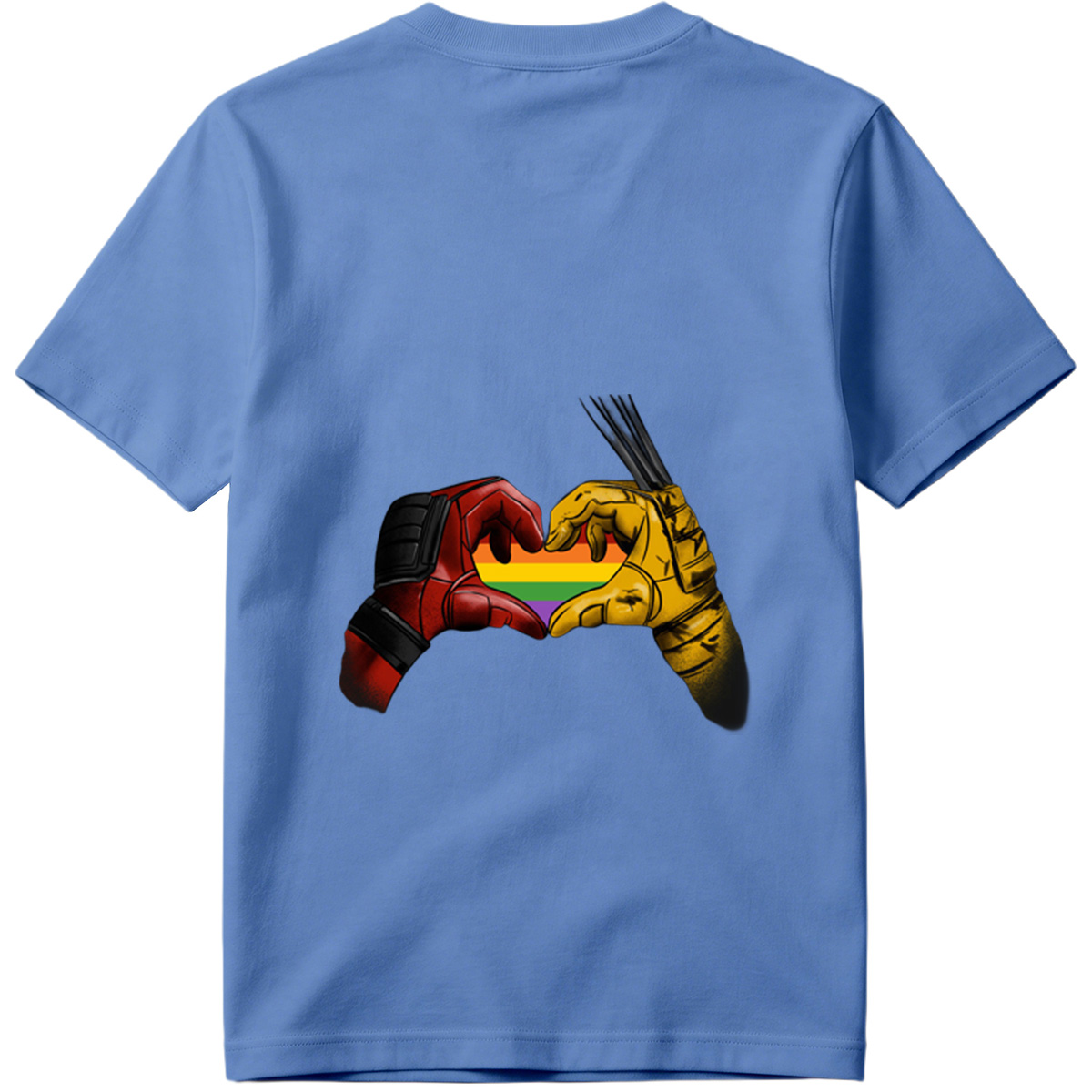 Deadpool and Wolverine Form a Rainbow Heart - Tee