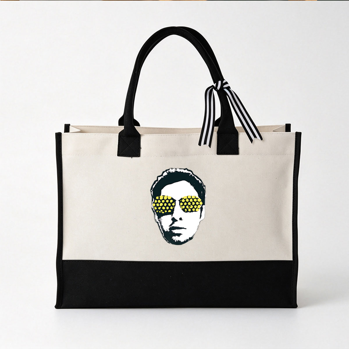 Marilyn Monroe in Yellow Dotted Sunglasses - Canvas patchwork gift tote bag