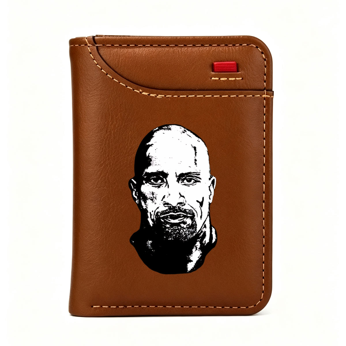 Bald Man with Bearded Face in High-Contrast Black and White Portrait - Vertical Style Wallet