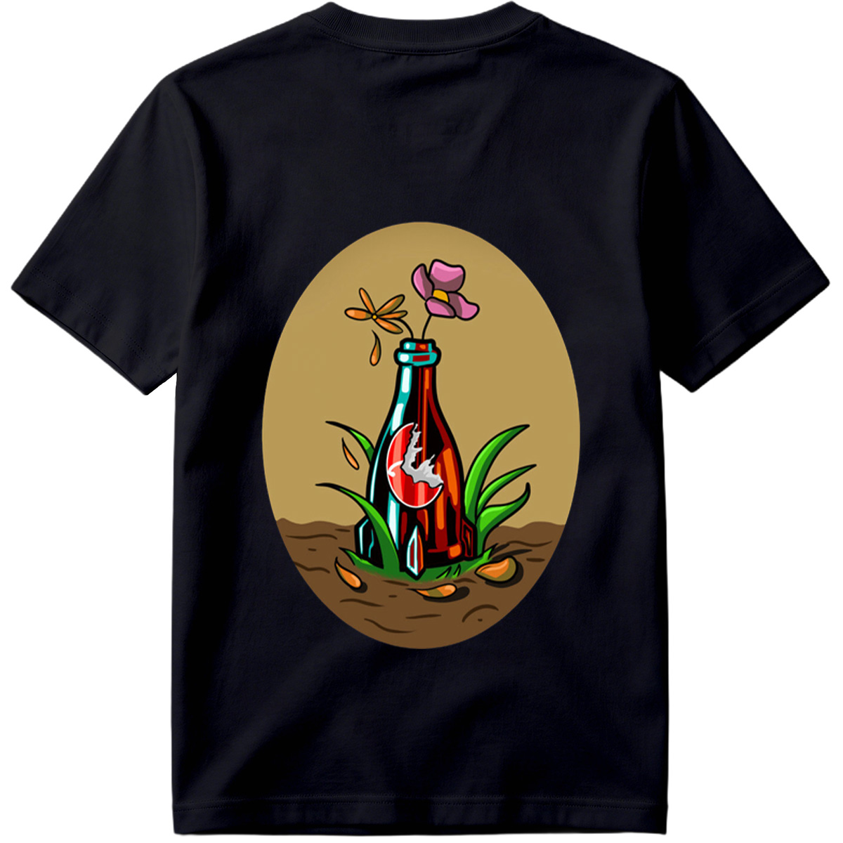 Bottle Garden with Flower and Dragonfly - Tee