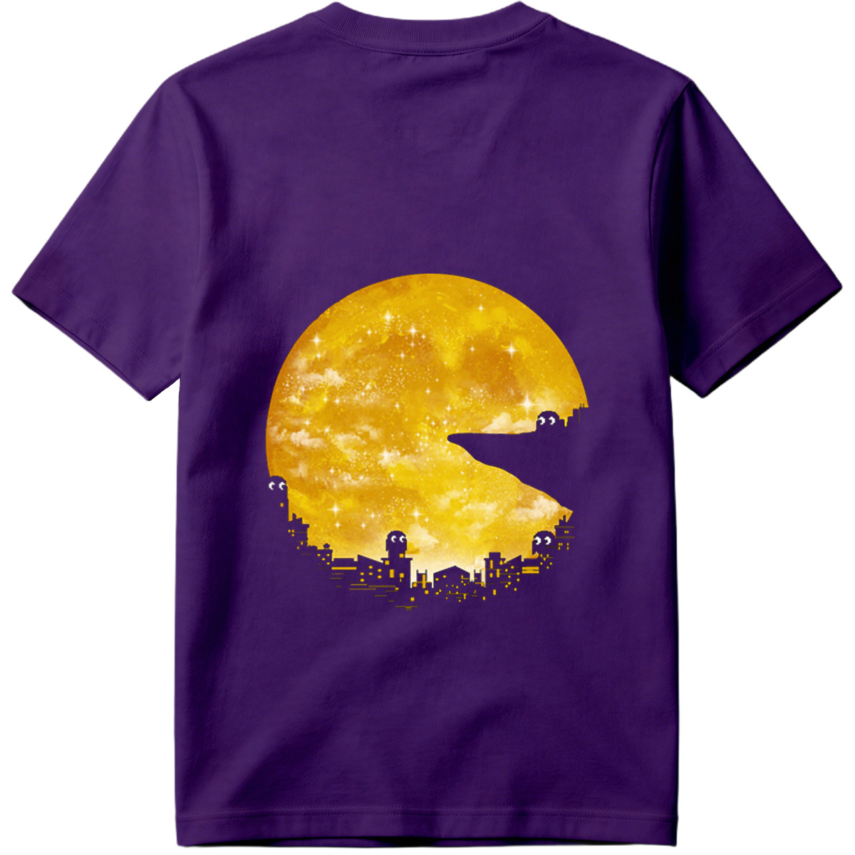 Pac-Man Cityscape Under the Moon - Tee