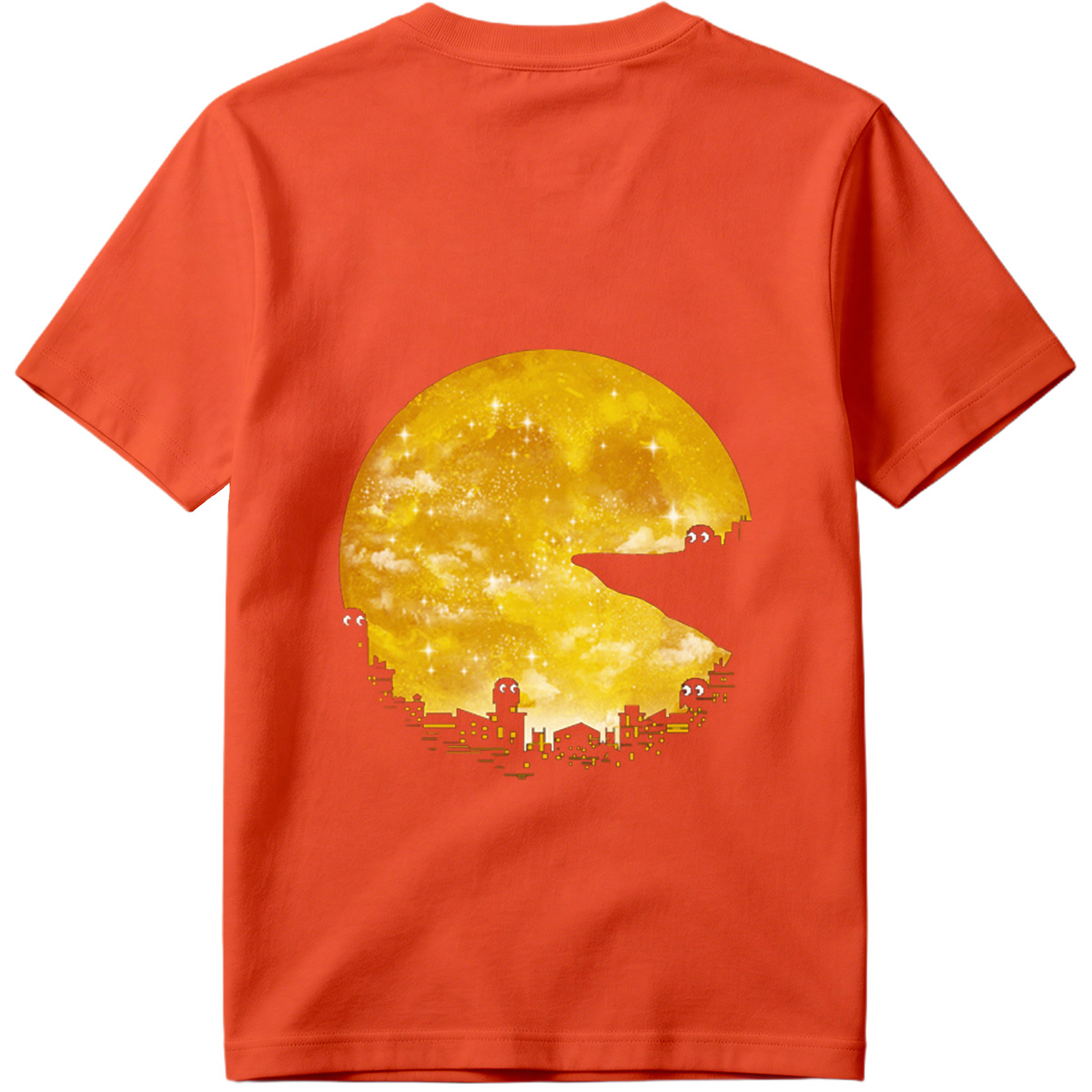 Pac-Man Cityscape Under the Moon - Tee