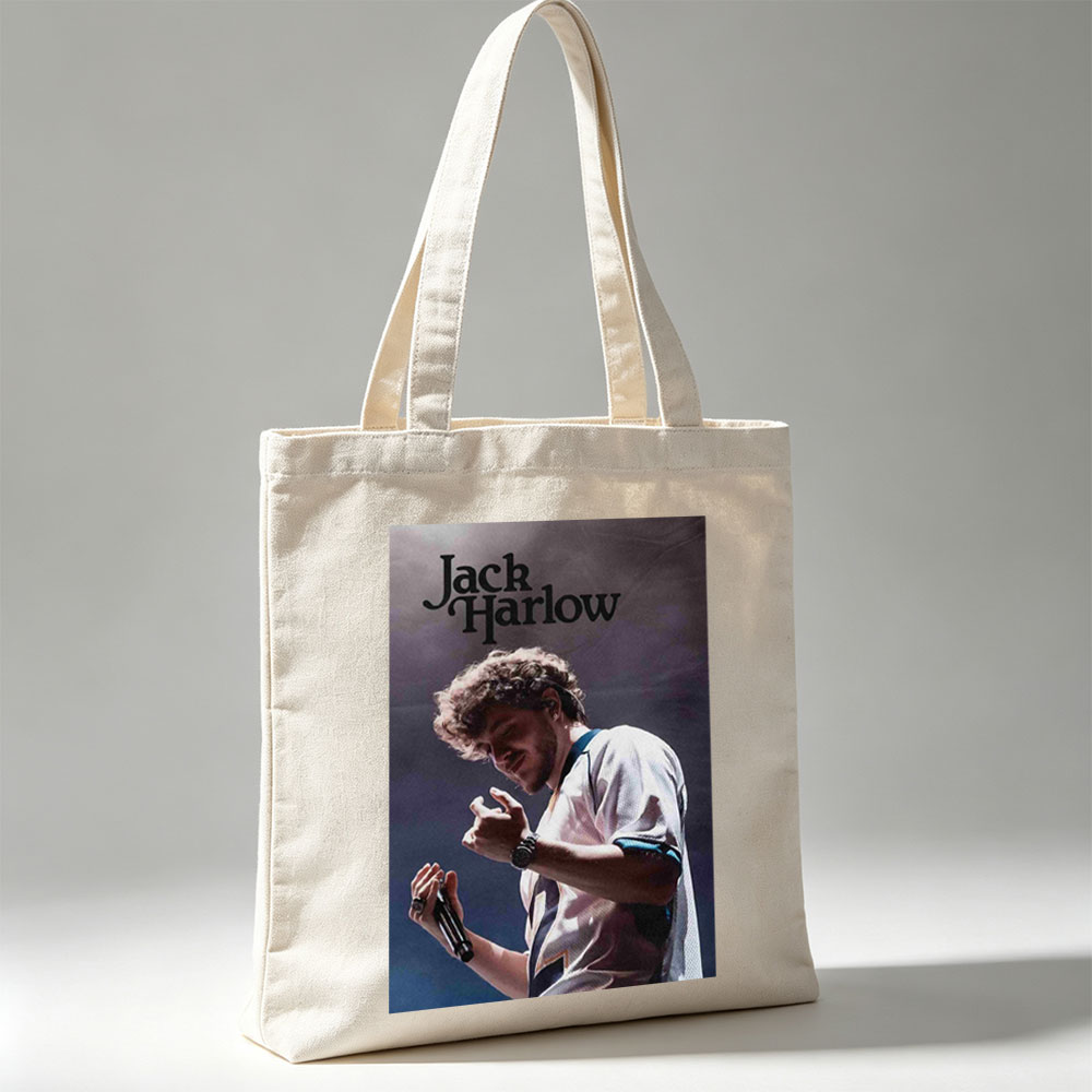 Jack Harlow Performing on Stage with Microphone and Dynamic Gesture - Canvas tote bags