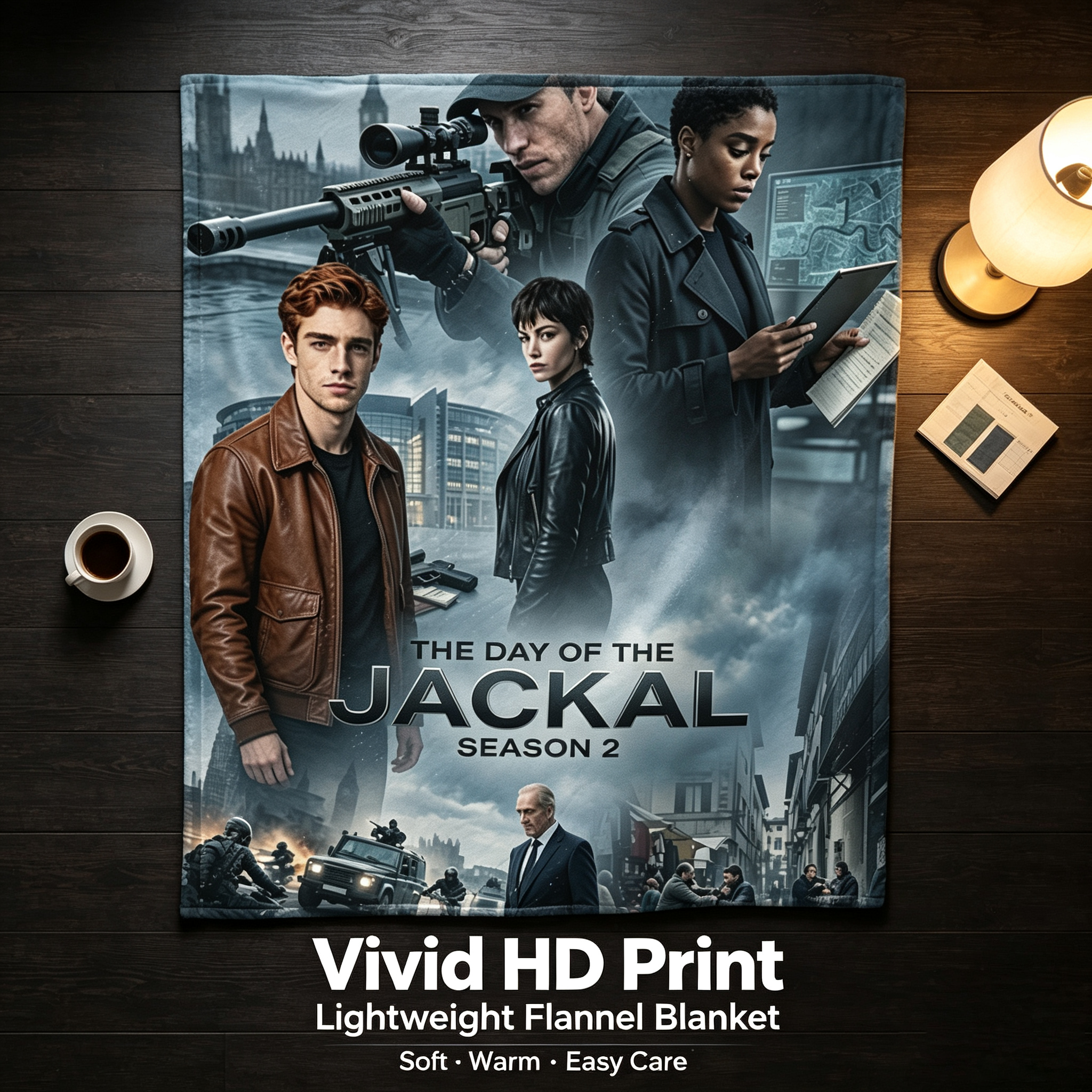 Custom Face Blanket The Day of the Jackal Season 2 Flannel Blanket Perfect for Fans of Action Thriller Series Cozy Home Decor Gift or Giveaway