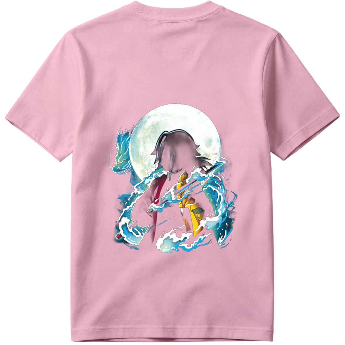 Demon Slayer Tanjiro Kamado Water Breathing Moon Background - Tee