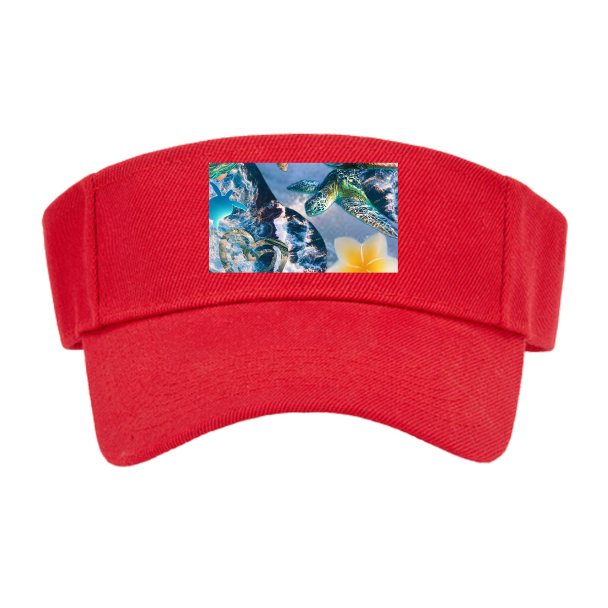 Turtles, stars, and flowers in a heart-filled ocean scene -  Visor cap