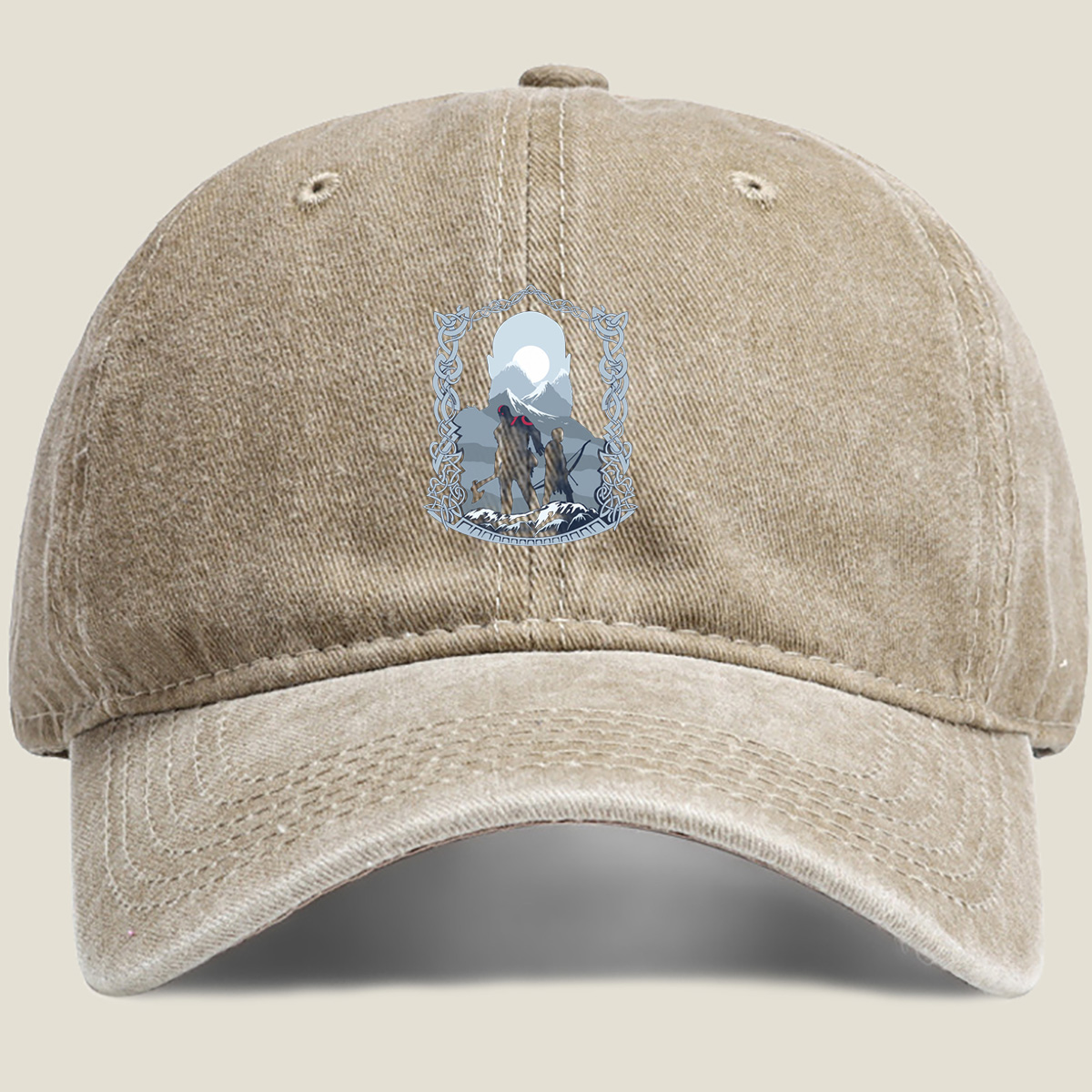 Viking Warriors Under the Moonlight - Washed Denim - Baseball Cap