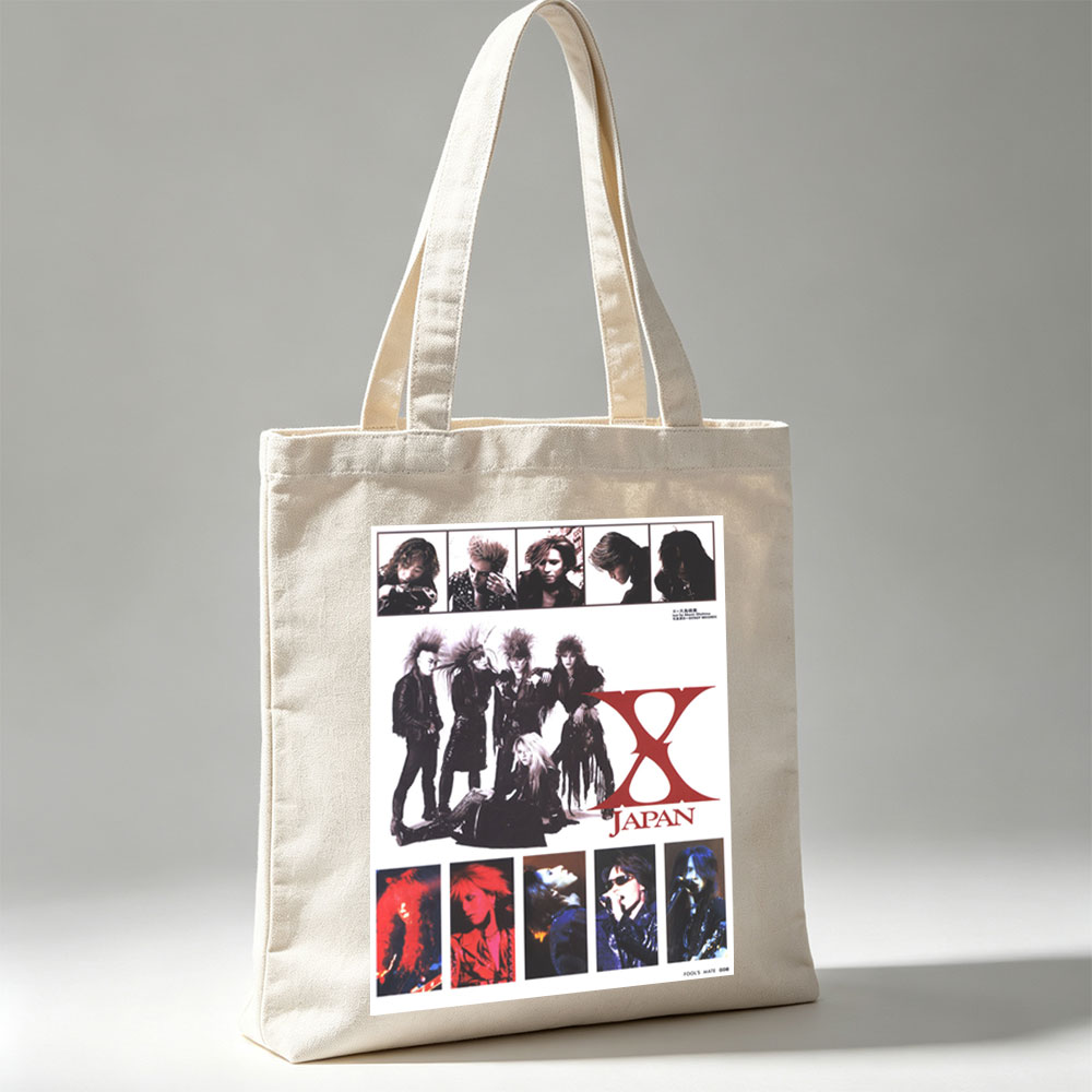 X Japan Band Members in Dramatic Pose with Intense Expressions and Gothic Rock Style - Canvas tote bags
