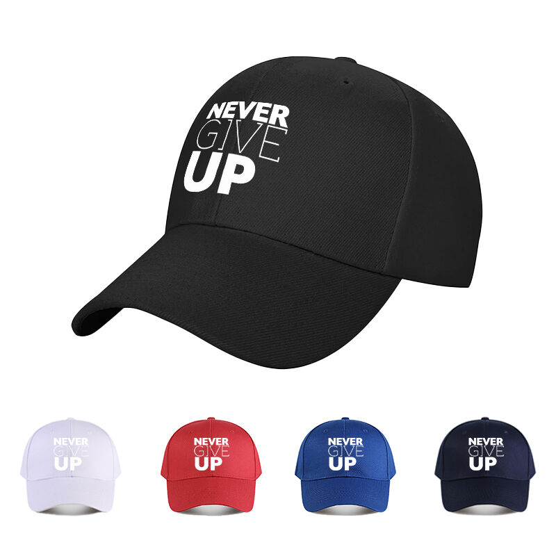 Curved Brim Baseball Cap Never Give Up Inspirational Letter Print