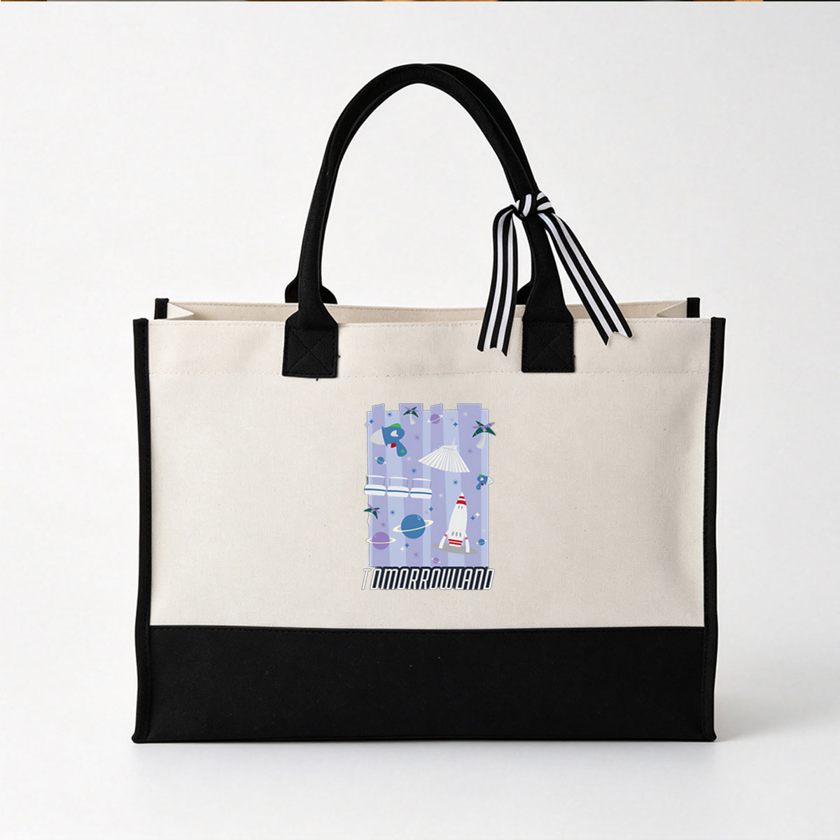 Tomorrowland: Space Adventure with Rockets and Planets - Canvas patchwork gift tote bag