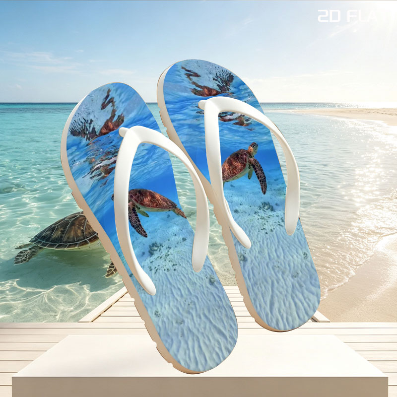 Sea Turtle Swimming in Crystal Clear Waters -  flip-flops