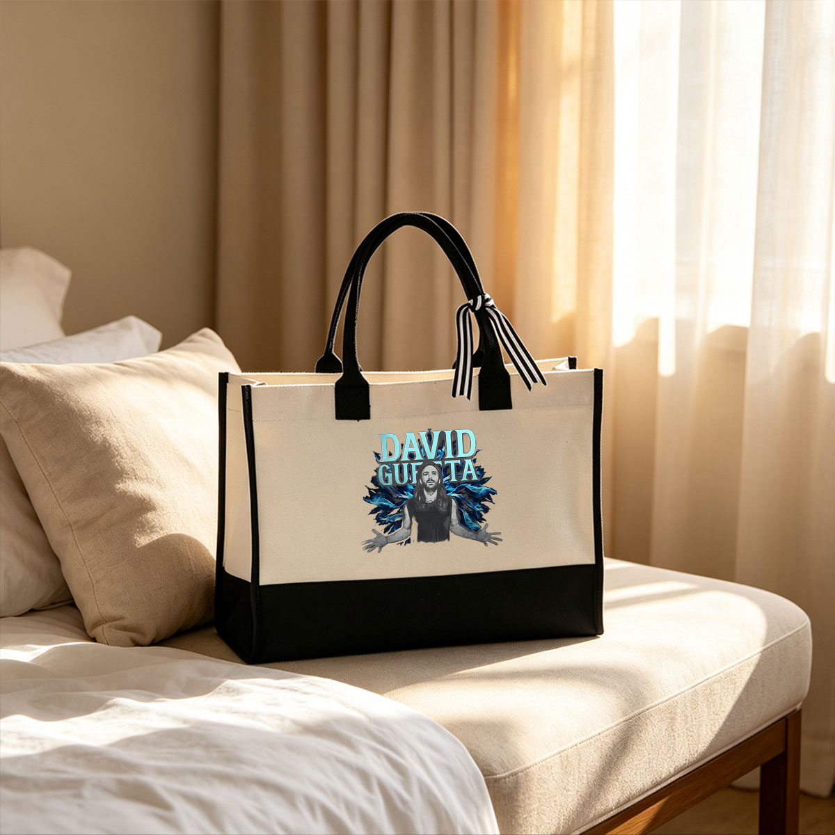 David Guetta: Electric Energy and Global Music Icon - Canvas patchwork gift tote bag