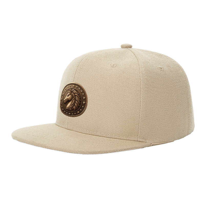 Flat Brim Baseball Cap Horse Head Emblem with Stars and Moon Design Streetwear Underground Skate Style for Basketball Court Skate Park Urban Lifestyle Skaters Rappers Streetwear Enthusiasts