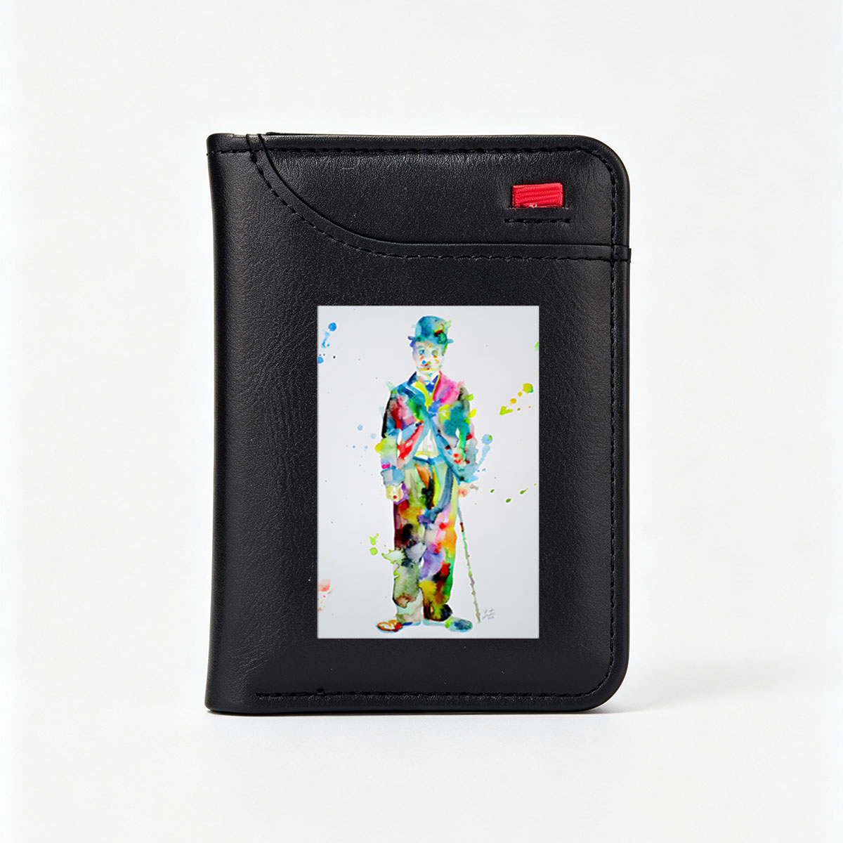 Colorful Watercolor Portrait of a Dapper Gentleman in a Top Hat and Suit - Vertical Style Wallet