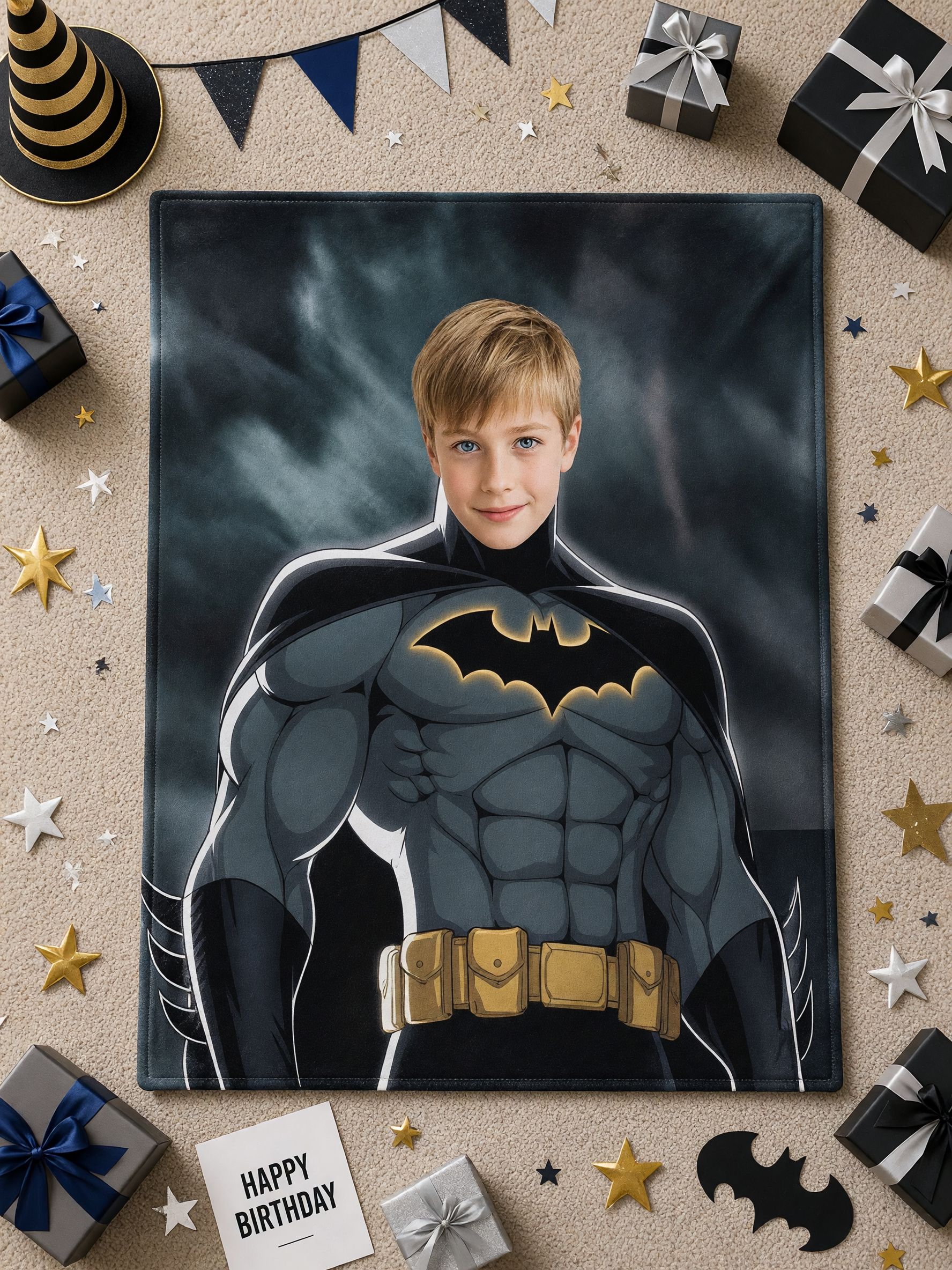 Custom Face Superhero Photo Flannel Fleece Throw Blanket, Soft Anti-Pilling Cozy Bedding Ideal Personalized Gift