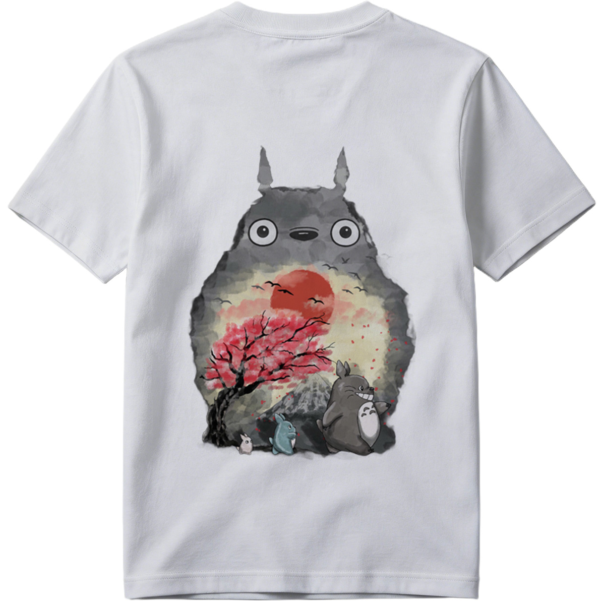 Totoro and Friends in Cherry Blossom Sunset - Tee