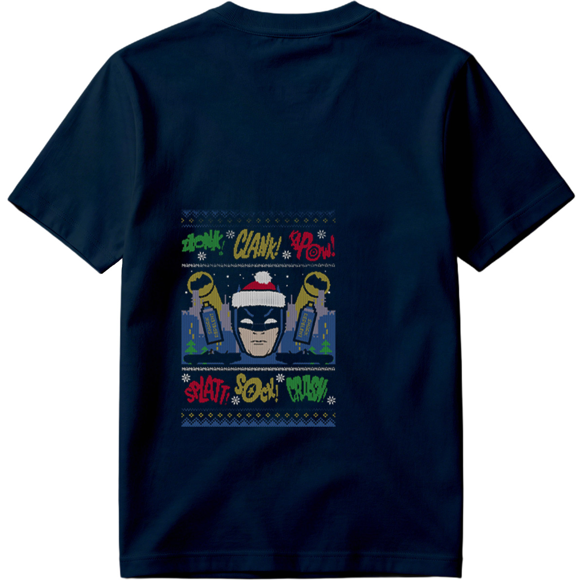 Batman Christmas Sweater with Comic Sound Effects - Tee